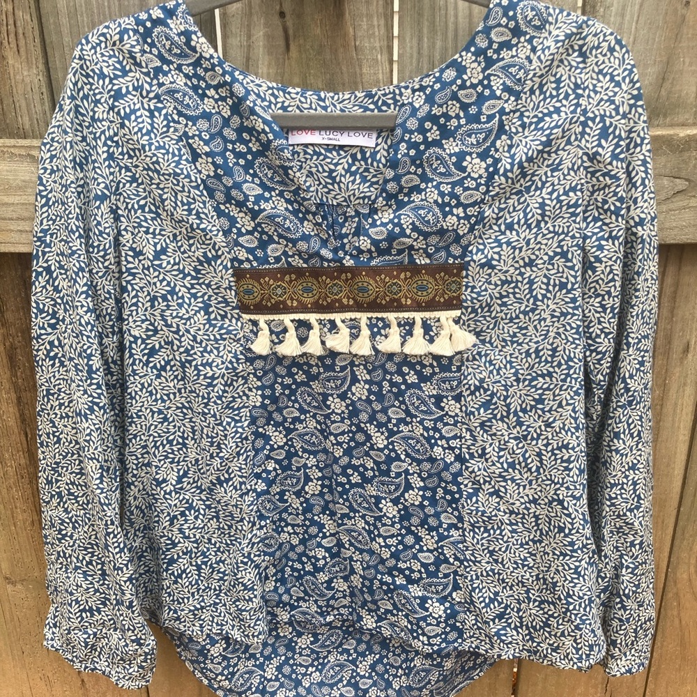Love Lucy Live blue floral blouse